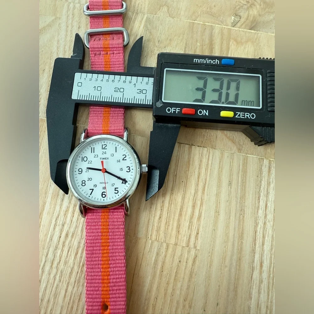 Timex weekender ladies pink and orange strap watch NEW BATTERY